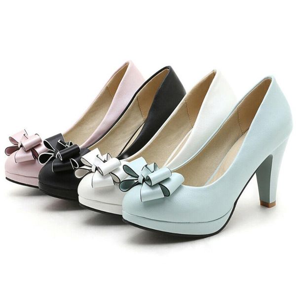 women's platform big bow slip on faux leather pointed toe chunky high heel dress wedding ladies pumps shoes, Black
women's platform big bow slip on faux leather pointed toe chunky high heel dress wedding ladies pumps shoes, Black