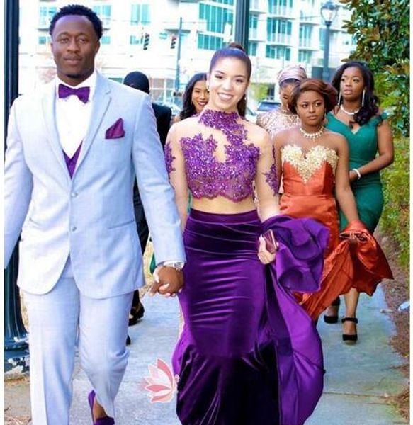 purple mermaid prom evening dress high neck long sleeves applique velvet keyhole back party special occasion formal party dresses, Black
purple mermaid prom evening dress high neck long sleeves applique velvet keyhole back party special occasion formal party dresses, Black