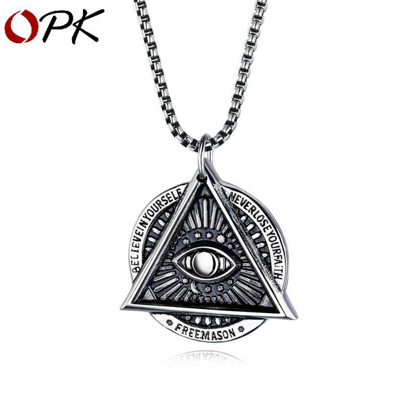 opk masonic eye necklace, man titanium steel necklace punk tide pendant pendant, Silver
opk masonic eye necklace, man titanium steel necklace punk tide pendant pendant, Silver