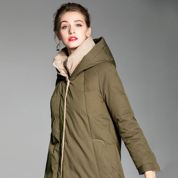 elifashion popular white duck down long jacket women hiigh-end double-sided wear contrast color hooded thick down jacket women, Black
elifashion popular white duck down long jacket women hiigh-end double-sided wear contrast color hooded thick down jacket women, Black