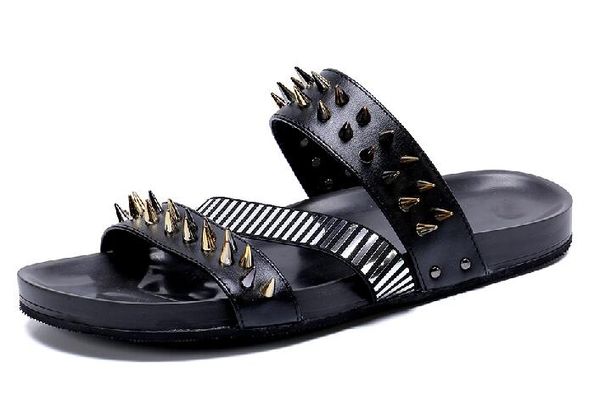 fashion genuine leather rivet slippers new man shoes summer slippers male casual outdoor beach flat shoes slip on, Black
fashion genuine leather rivet slippers new man shoes summer slippers male casual outdoor beach flat shoes slip on, Black