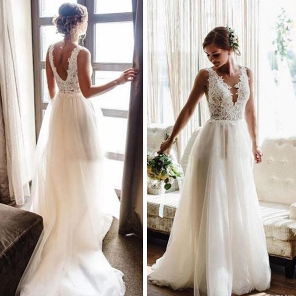 wedding dresses v neck backless sweep train appliques beads garden beach boho bridal gowns vestidos de novia plus size, White
wedding dresses v neck backless sweep train appliques beads garden beach boho bridal gowns vestidos de novia plus size, White