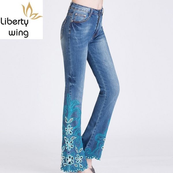 fashion ladies crystal emroidered flares skinny wide leg jeans women beads high waist push up denim pants washed plus size, Blue
fashion ladies crystal emroidered flares skinny wide leg jeans women beads high waist push up denim pants washed plus size, Blue