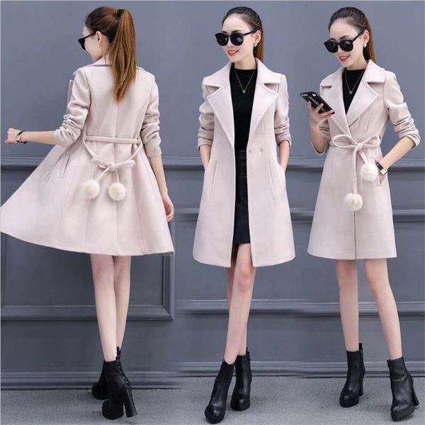 new 2019 women wool blend warm long coat plus size female belt slim fit lapel woolen overcoat autumn winter cashmere outerwear, Black
new 2019 women wool blend warm long coat plus size female belt slim fit lapel woolen overcoat autumn winter cashmere outerwear, Black