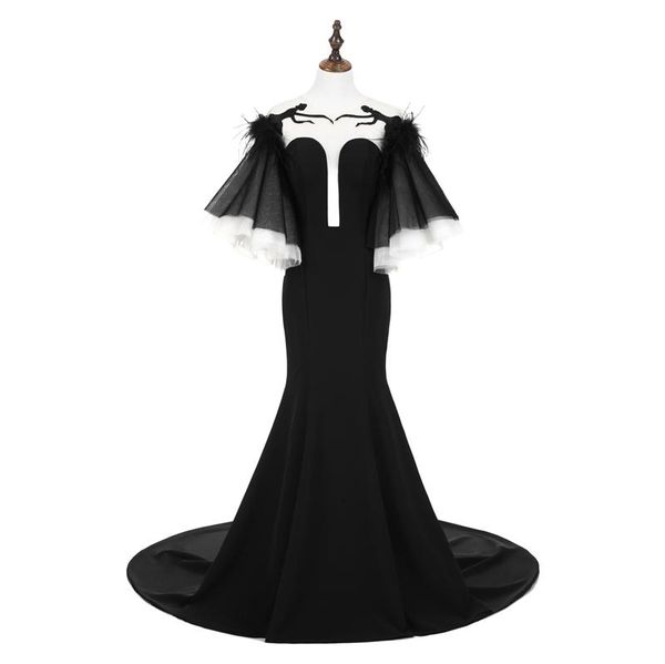 real images black evening dresses feather sheer neck pagoda sleeves mermaid prom dress long hollow back party vestidos de novia, Black;red
real images black evening dresses feather sheer neck pagoda sleeves mermaid prom dress long hollow back party vestidos de novia, Black;red