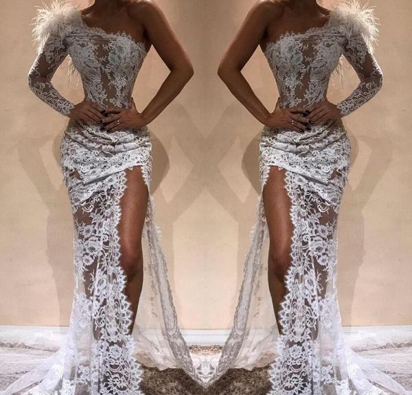 white full lace mermaid evening dresses sell side split 2020 modern one shoulder see through red carpet pageant celebrity gowns arabic, Black;red
white full lace mermaid evening dresses sell side split 2020 modern one shoulder see through red carpet pageant celebrity gowns arabic, Black;red