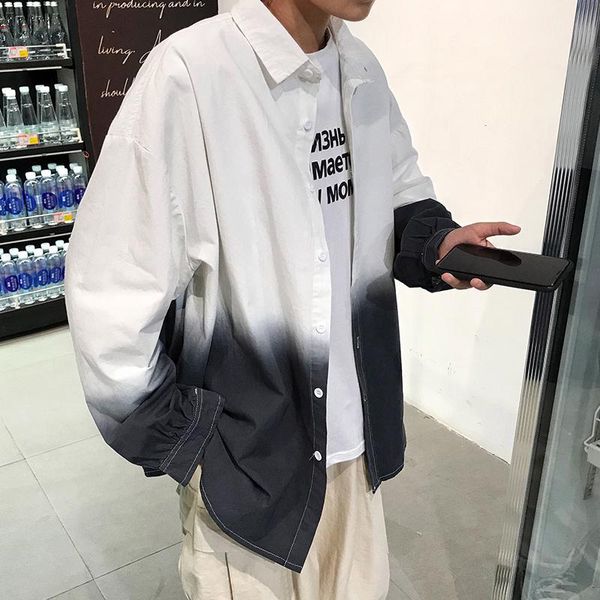 men's shirts camisa gradient loose male shirt blusa masculina casual long sleeve turn-down collar shirt men camisa masculina, White;black
men's shirts camisa gradient loose male shirt blusa masculina casual long sleeve turn-down collar shirt men camisa masculina, White;black