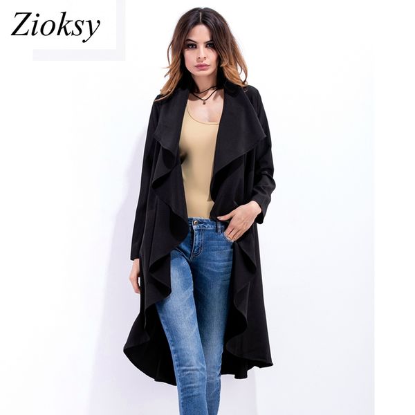 new 2017 autumn fashion women trench long sleeve coat black apricot large lapel asymmetric long trench coats, Tan;black
new 2017 autumn fashion women trench long sleeve coat black apricot large lapel asymmetric long trench coats, Tan;black