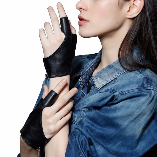 fioretto fashion brand women fingerless leather gloves half finger punk dance gloves 2-finger opera gray black driving, Blue;gray
fioretto fashion brand women fingerless leather gloves half finger punk dance gloves 2-finger opera gray black driving, Blue;gray