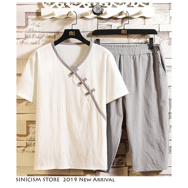 sinicism store summer solid men's sets streetwear 2019 chinese style mens v-neck tshirts and casual shorts male track suit, Gray
sinicism store summer solid men's sets streetwear 2019 chinese style mens v-neck tshirts and casual shorts male track suit, Gray