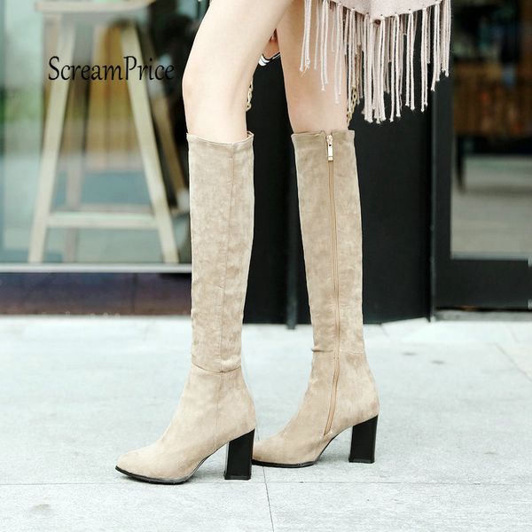 women's knee high boots flock leather thick high heel boots pointed toe fashion ladies shoes wine red apricot black
women's knee high boots flock leather thick high heel boots pointed toe fashion ladies shoes wine red apricot black