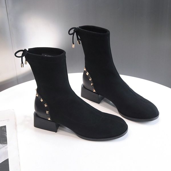 women black ankle boots slip on metal rivet shoes female flock leather motorcycle boots women 2019 autumn winter punk
women black ankle boots slip on metal rivet shoes female flock leather motorcycle boots women 2019 autumn winter punk