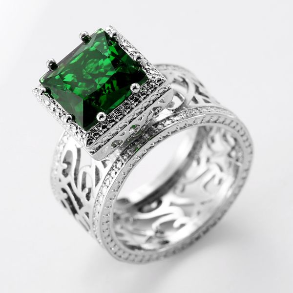 925 sterling silver green princess cut cubic zircon engagement ring for women wedding exaggerated big brand party gift r4988, Slivery;golden
925 sterling silver green princess cut cubic zircon engagement ring for women wedding exaggerated big brand party gift r4988, Slivery;golden