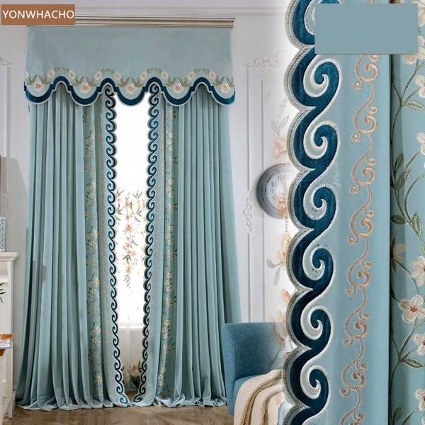 custom curtains european solid blue velvet modern embroidered thick cloth blackout curtain tulle panel c084
custom curtains european solid blue velvet modern embroidered thick cloth blackout curtain tulle panel c084