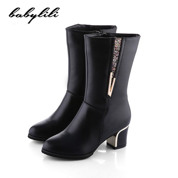 2019 new autumn and winter ladies leather boots thick heel boots plus velvet mid high heel non-slip warm, Black
2019 new autumn and winter ladies leather boots thick heel boots plus velvet mid high heel non-slip warm, Black