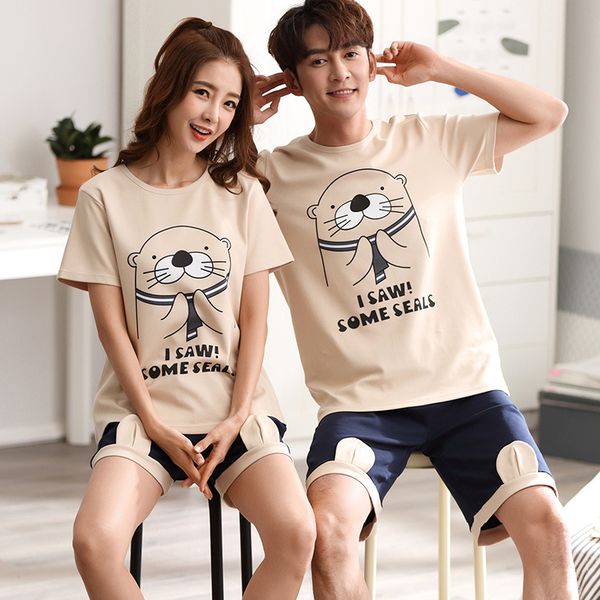 couple 's pajamas summer cute cartoon can wear pullover pyjamas large size loose men women 's two piece suit casual summer, Black;red
couple 's pajamas summer cute cartoon can wear pullover pyjamas large size loose men women 's two piece suit casual summer, Black;red
