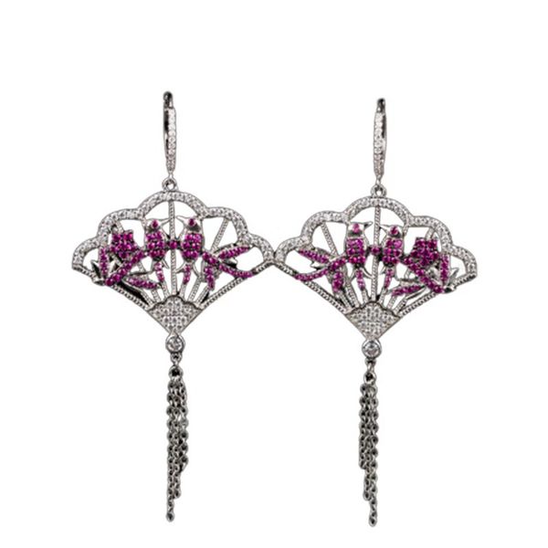 fashion-and american high-end autumn and winter new products micro-inlaid zircon fan fan-shaped earrings long fringed earrings factory whol, Silver
fashion-and american high-end autumn and winter new products micro-inlaid zircon fan fan-shaped earrings long fringed earrings factory whol, Silver