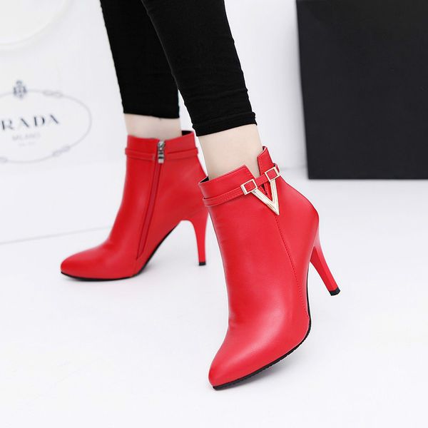 pointed toe ankle boots womens 2018 spring autumn stiletto thin high heels zipper womens boots booties, Black
pointed toe ankle boots womens 2018 spring autumn stiletto thin high heels zipper womens boots booties, Black