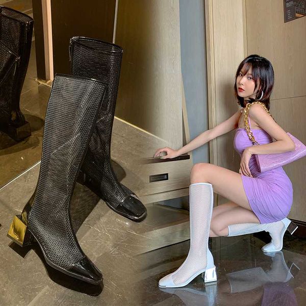 dress shoes long tube hollow mesh sandals female 2021 summer roman thick heel high boots z756, Black
dress shoes long tube hollow mesh sandals female 2021 summer roman thick heel high boots z756, Black
