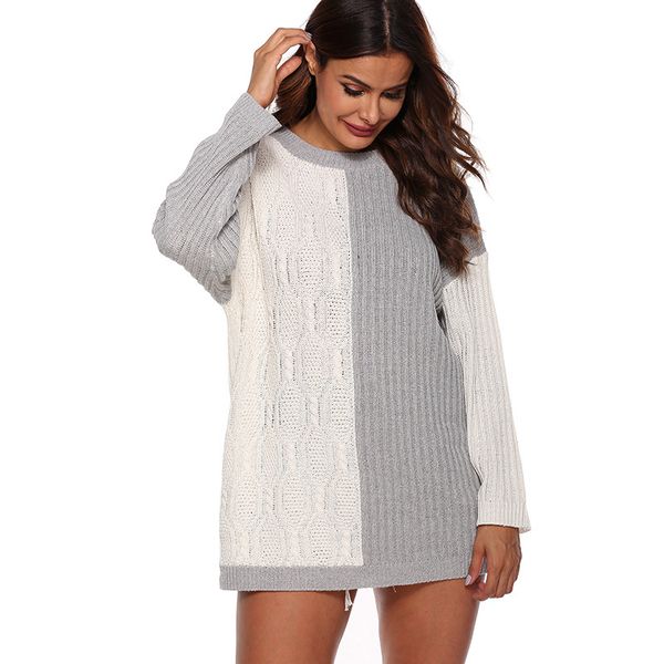 autumn winter patchwork fashion knitted long sweaters female sweater jumper women loose casual round neck long sleeve pullovers, White;black
autumn winter patchwork fashion knitted long sweaters female sweater jumper women loose casual round neck long sleeve pullovers, White;black