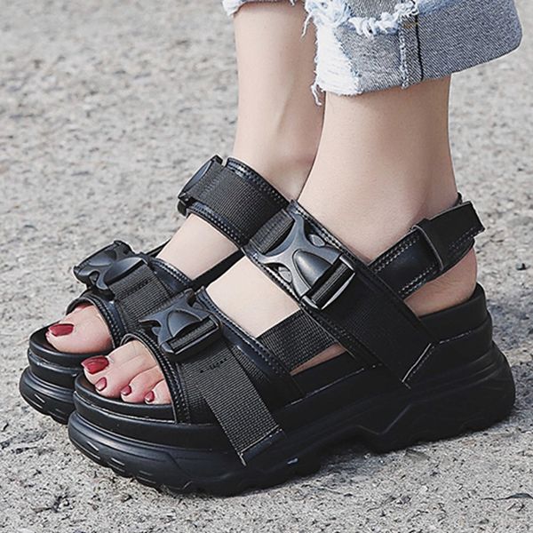 8cm platform sandals women wedge high heels shoes women buckle leather canvas summer open toe zapatos mujer wedges woman sandal, Black
8cm platform sandals women wedge high heels shoes women buckle leather canvas summer open toe zapatos mujer wedges woman sandal, Black
