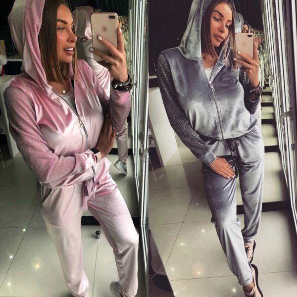 2019 women's sportswear two piece set2019 solid color splicing sports leisure suit, Gray
2019 women's sportswear two piece set2019 solid color splicing sports leisure suit, Gray