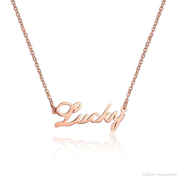 lucky pendant necklaces personalized gift pendant cursive handwriting stainless steel chain women fashion necklaces jewelry gx1459, Silver
lucky pendant necklaces personalized gift pendant cursive handwriting stainless steel chain women fashion necklaces jewelry gx1459, Silver