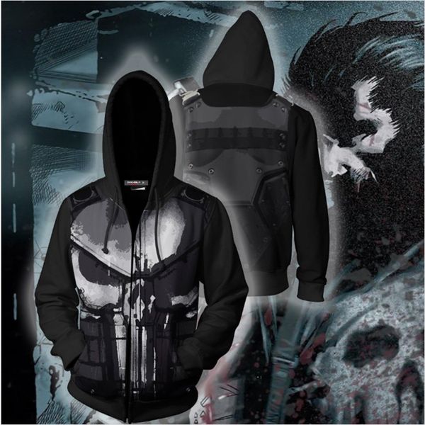 printing 3d shirt punisher belt cap zipper sweater t shirts, Black
printing 3d shirt punisher belt cap zipper sweater t shirts, Black