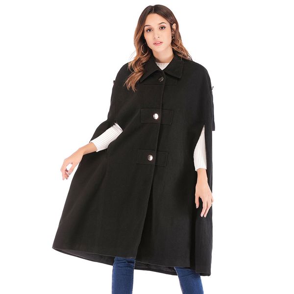 women winter woollen jacket coat loose sleeveless turn-down collar oversize warm button jacket cloak cape parka outwear overcoat, Black;brown
women winter woollen jacket coat loose sleeveless turn-down collar oversize warm button jacket cloak cape parka outwear overcoat, Black;brown
