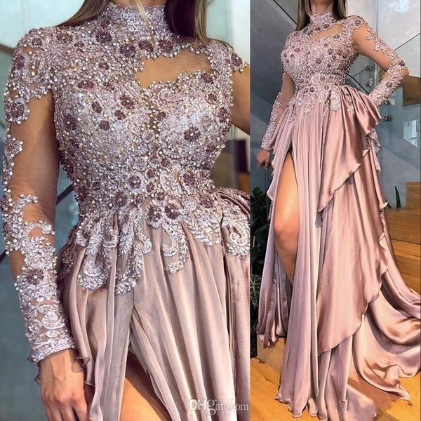 arabic aso ebi crystal beaded appliques lace evening dresses wear long sleeves high neck dusty pink split ruffles formal prom party gowns, Black;red
arabic aso ebi crystal beaded appliques lace evening dresses wear long sleeves high neck dusty pink split ruffles formal prom party gowns, Black;red