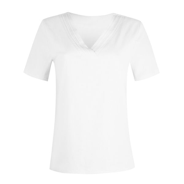 summer holiday beach fashion v-neck short sleeve solid color casual loose blouse, White
summer holiday beach fashion v-neck short sleeve solid color casual loose blouse, White