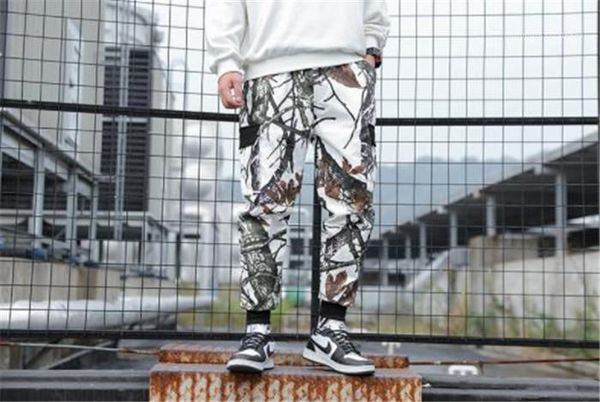 pocket sports style casual apparel autumn casual apparel cargo pants mens slim desinger pants camouflage print, Black