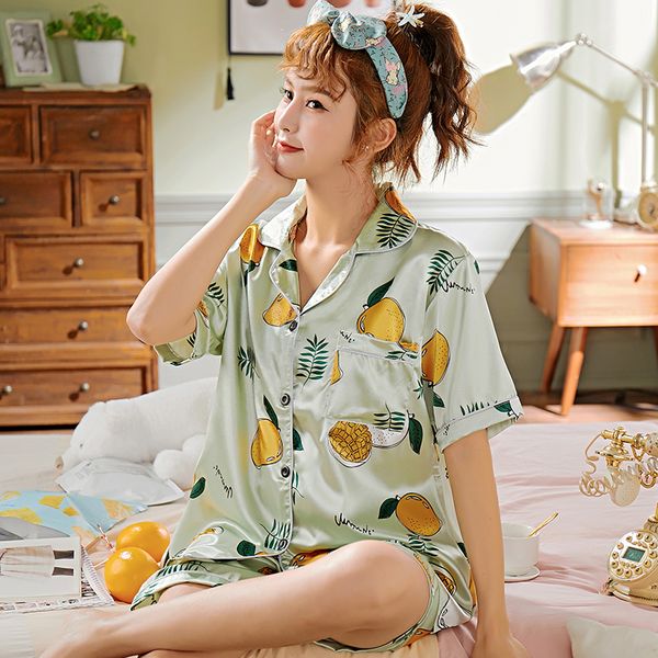 short sleeve silk pajamas spring women summer pajama sets fruit cartoon pijama sleepwear pyjamas plus size nightwear set, Black;red
short sleeve silk pajamas spring women summer pajama sets fruit cartoon pijama sleepwear pyjamas plus size nightwear set, Black;red