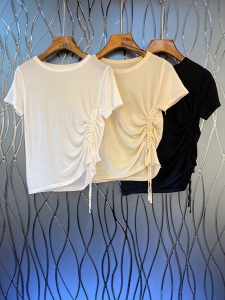 2020 early spring new women's round neck irregular twist wrinkle short sleeve solid color all-match 327, White
2020 early spring new women's round neck irregular twist wrinkle short sleeve solid color all-match 327, White