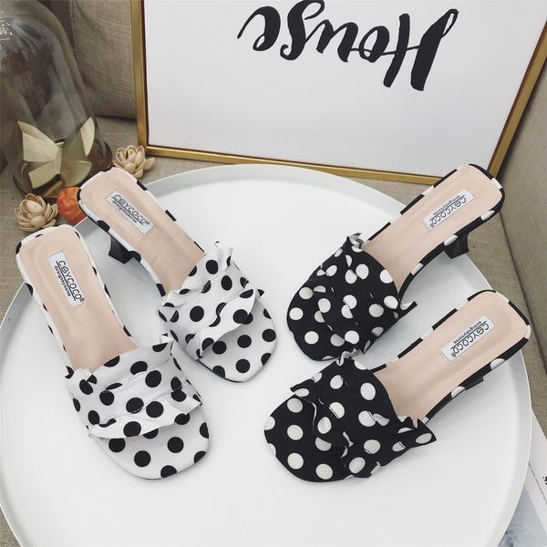 peep toe summer women shoes fashion dot high heel flip flop leisure half beach shoes thick heel sandals outdoor women's, Black
peep toe summer women shoes fashion dot high heel flip flop leisure half beach shoes thick heel sandals outdoor women's, Black