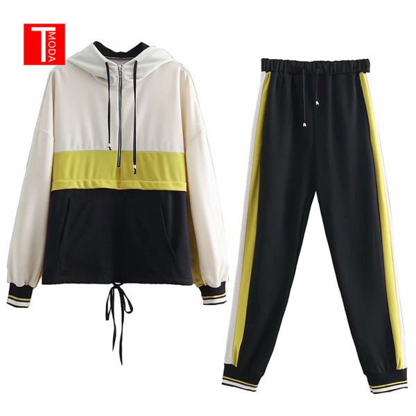 women joggers two piece set 2019 spring autumn patchwork hoodies set oversize ladies sweatshirts street-wear girls, White
women joggers two piece set 2019 spring autumn patchwork hoodies set oversize ladies sweatshirts street-wear girls, White