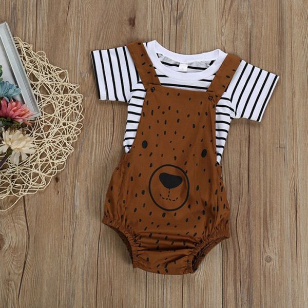 summer baby boys girls stripe short sleeve blouse t-shirt+animal suspender pants children casual outfits sets 13, White
summer baby boys girls stripe short sleeve blouse t-shirt+animal suspender pants children casual outfits sets 13, White