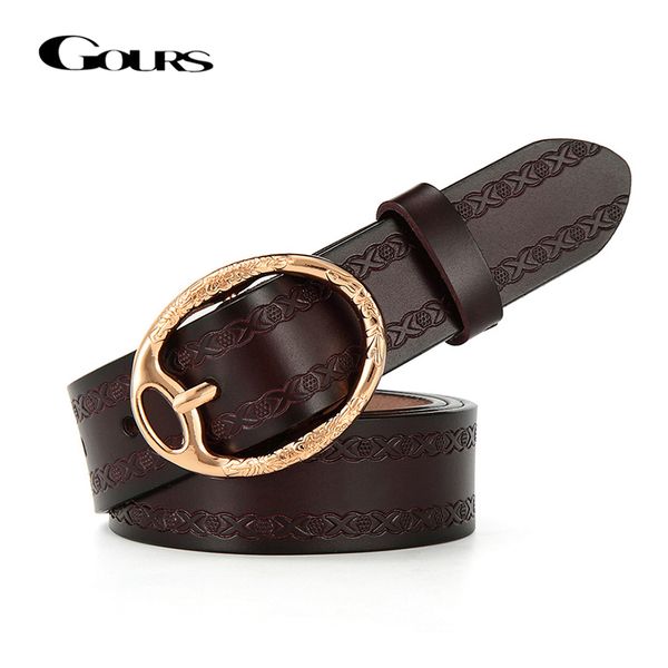 gours women's genuine leather belt fashion cowskin gold pin buckle belt female luxury vintage waist strap jeans new pdl106, Black;brown
gours women's genuine leather belt fashion cowskin gold pin buckle belt female luxury vintage waist strap jeans new pdl106, Black;brown