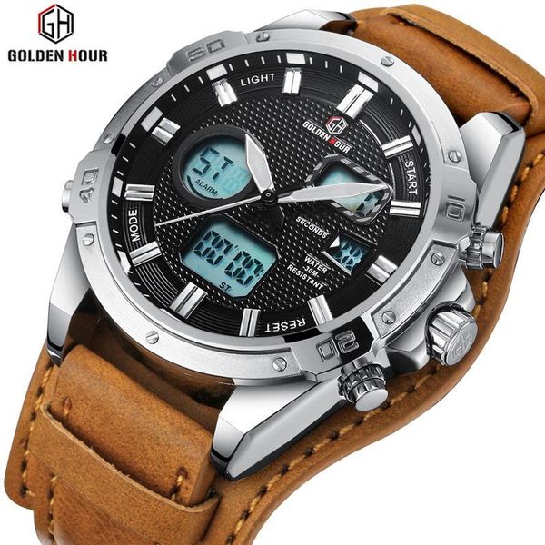 reloj hombre goldenhour military sport men watch automatic digital military man wrist watch leather male clock relogio masculino, Slivery;brown
reloj hombre goldenhour military sport men watch automatic digital military man wrist watch leather male clock relogio masculino, Slivery;brown