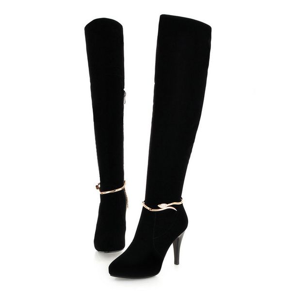 2020 women knee high boots fashion flock thin high heel pointed toe zipper plush keep warmming women boots, Black
2020 women knee high boots fashion flock thin high heel pointed toe zipper plush keep warmming women boots, Black