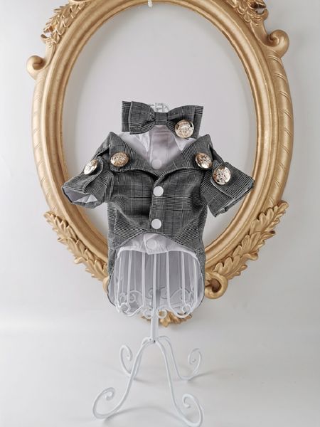 handmade dog clothes classic plaid gold buttons dog suit shirt bow tie two-piece handsome pet apparel cat poodle
handmade dog clothes classic plaid gold buttons dog suit shirt bow tie two-piece handsome pet apparel cat poodle