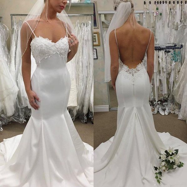 2020 bohemian wedding dresses spaghetti straps backless satin bridal gowns sweep train beach mermaid wedding dress robes de mariée, White
2020 bohemian wedding dresses spaghetti straps backless satin bridal gowns sweep train beach mermaid wedding dress robes de mariée, White