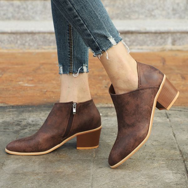 shoes woman women's high heeled single shoes retro side zipper short boots ladies booties botte hiver femme 2019 botas mujer 40, Black
shoes woman women's high heeled single shoes retro side zipper short boots ladies booties botte hiver femme 2019 botas mujer 40, Black
