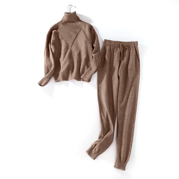 2pcs women tracksuit slim fit casual turtleneck knit pant sweater long sleeve autumn knitted suit sweatshirts sporting winter, White
2pcs women tracksuit slim fit casual turtleneck knit pant sweater long sleeve autumn knitted suit sweatshirts sporting winter, White
