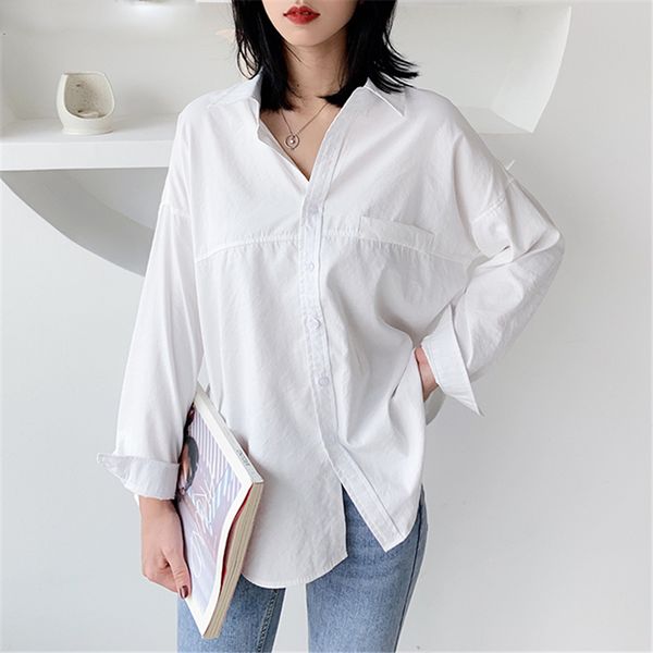 casual simple solid shirts single-breasted loose offce ladies blouse long sleeve female spring blusas mujer, White
casual simple solid shirts single-breasted loose offce ladies blouse long sleeve female spring blusas mujer, White