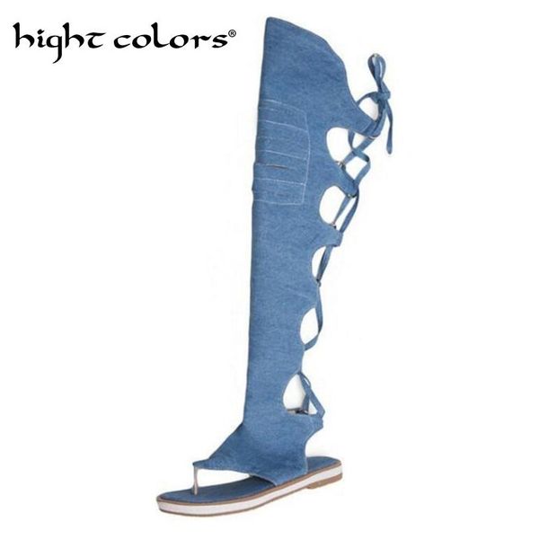 summer denim boots women fashion thick bottom shoes thigh high knee boots woman cross-tied gladiator sandals black &blue 
summer denim boots women fashion thick bottom shoes thigh high knee boots woman cross-tied gladiator sandals black &blue