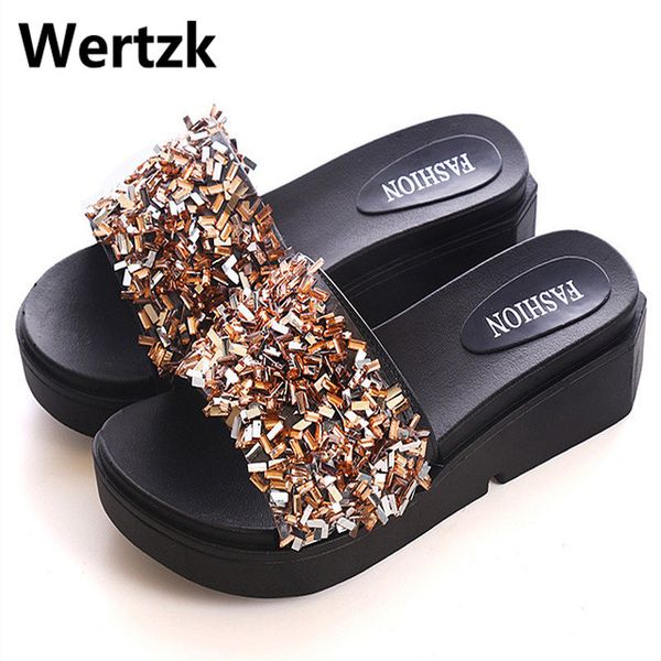 new female crystal slippers platform slides wedges heel women summer rome peep toe creepers slipper beach shoes e202, Black
new female crystal slippers platform slides wedges heel women summer rome peep toe creepers slipper beach shoes e202, Black