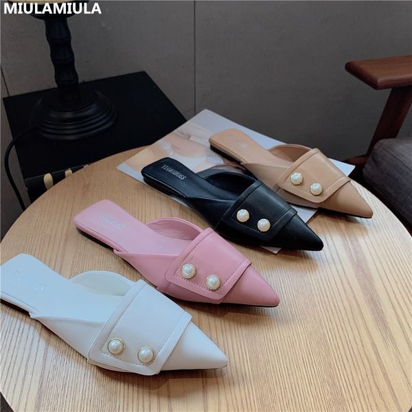 miulamiula designers 2020 fashion pearl pointed toe shallow flat leather slippers comfort loafers mules flip flops, Black
miulamiula designers 2020 fashion pearl pointed toe shallow flat leather slippers comfort loafers mules flip flops, Black