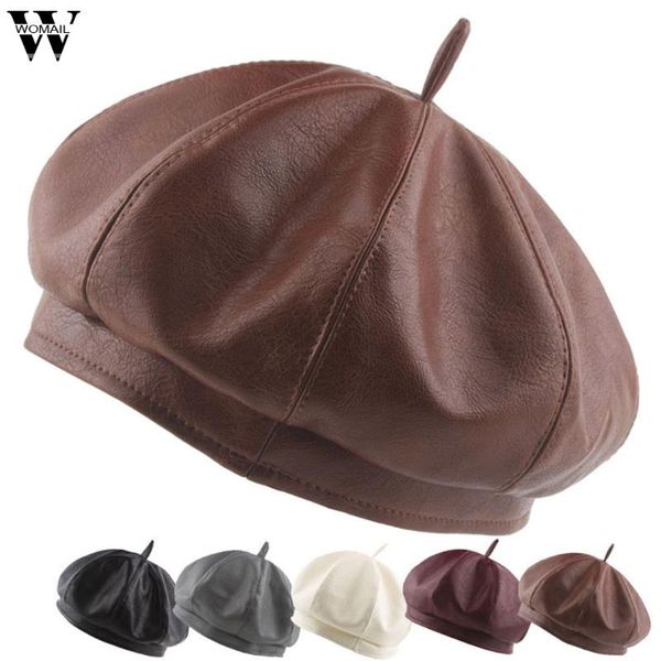 womail hat winter women fashion vintage solid leather beret cap novelty adjustable pumpkin beret hat, Blue;gray
womail hat winter women fashion vintage solid leather beret cap novelty adjustable pumpkin beret hat, Blue;gray