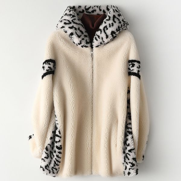 women's fur & faux autumn winter wool coat leopard hooded composite one-piece beige pockets casual thivk warm fashion jackets, Black
women's fur & faux autumn winter wool coat leopard hooded composite one-piece beige pockets casual thivk warm fashion jackets, Black